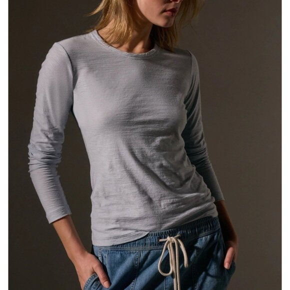 James Perse Long Sleeve Shirt Womens Crewneck Top USA Made Size 3  Grey A001244 - Picture 1 of 9